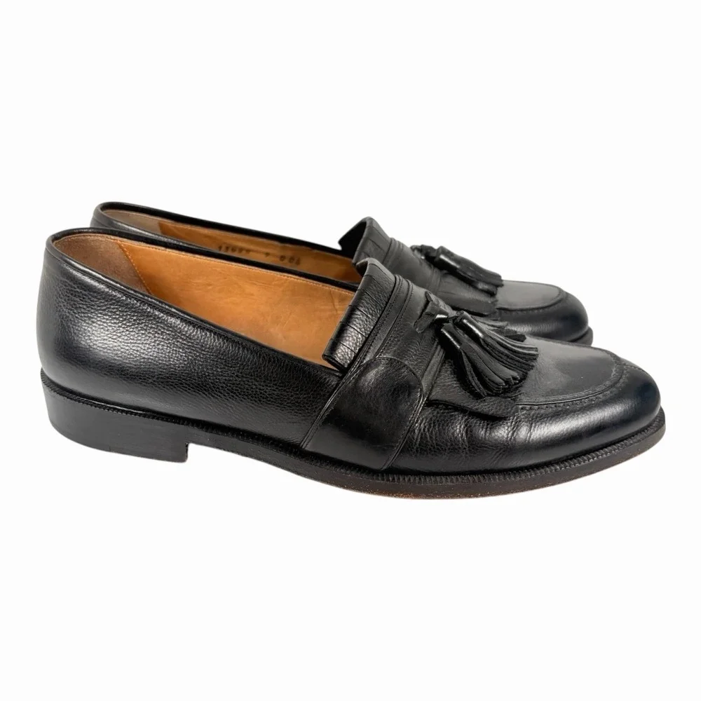 Cole Haan Man 7D Pinch Tassel Loafers DressShoes Black Genuine American Handsewn
